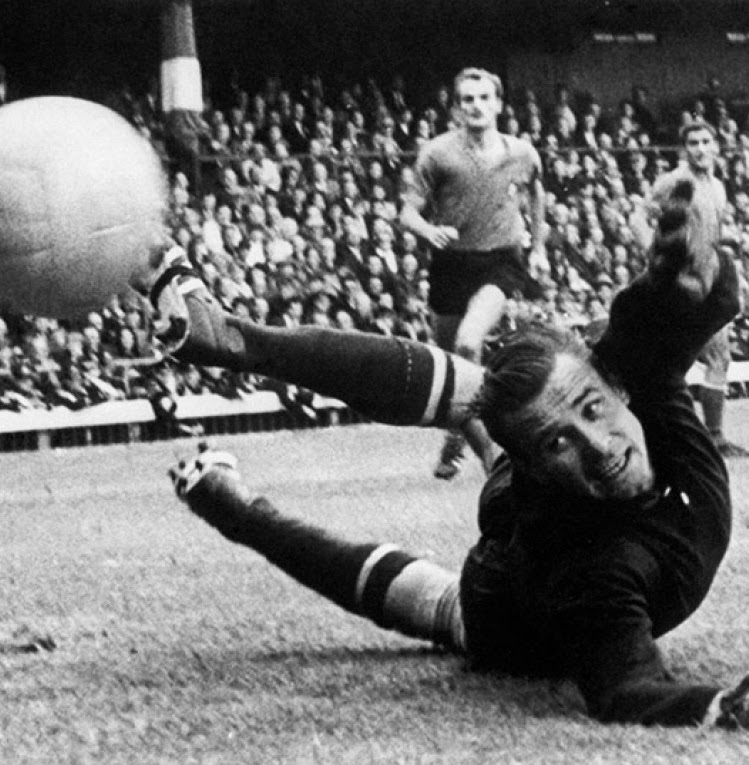 Lev Yashin making a diving save